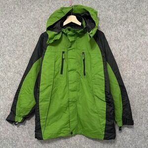 ICEBURG Kids Sz XL 20 Green Black Ski Snowboard Jacket Hooded Zip Winter Coat
